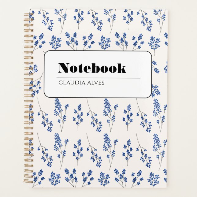 Cuaderno Floral Azul Elegante (Anverso)