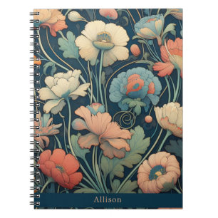 Cuaderno Floral azul marino