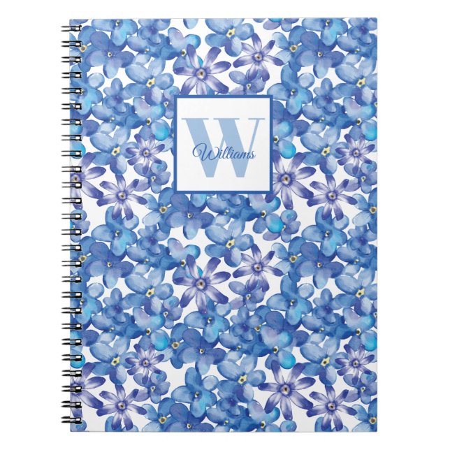 Cuaderno Floral azul monogramo (Frente)