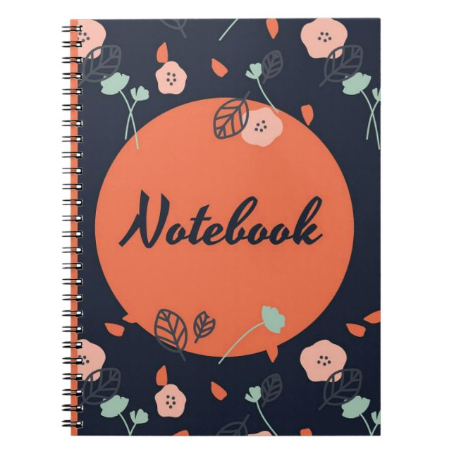 Cuaderno Floral azul naranja y oscuro (Frente)