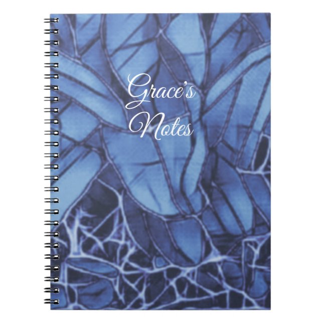 Cuaderno Floral azul oscuro a monograma (Frente)
