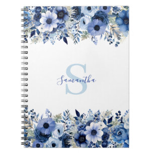 Cuaderno Floral azul personalizada