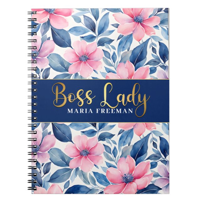 Cuaderno Floral azul señora Jefe (Frente)