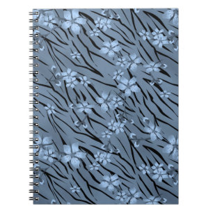 Cuaderno Floral, azul, tigre patrón