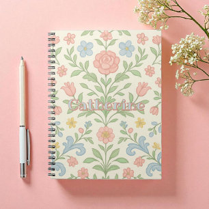 Cuaderno Floral azul verde rosa