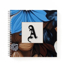 Floral azul y chocolate - Monograma personalizado
