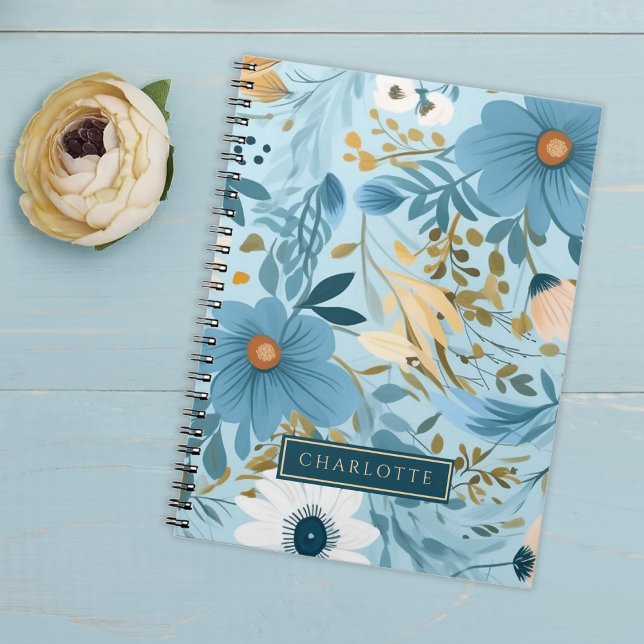 Cuaderno Floral azul y dorada (Subido por el creador)