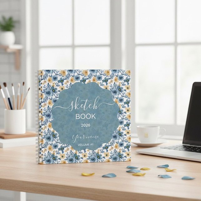 Cuaderno Floral Azul y Dorado (Subido por el creador)