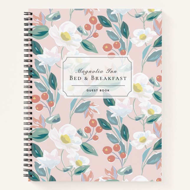 Cuaderno Floral B&B Alquiler de vacaciones Rubor Pink Guest (Anverso)