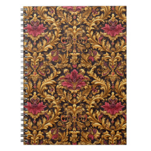 Cuaderno Floral Barroco Real con Adorno Dorado