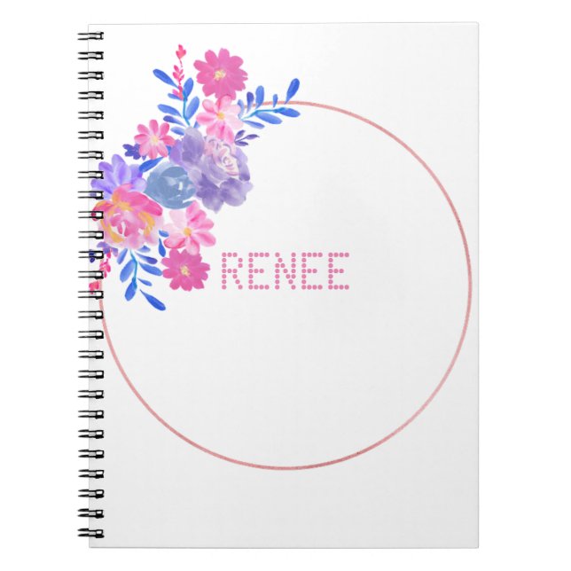 Cuaderno Floral blanca con su nombre (Frente)