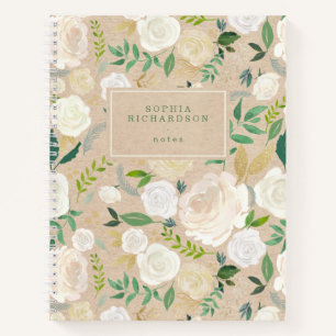 Cuaderno Floral blanca moderna y rústica en apariencia Kra