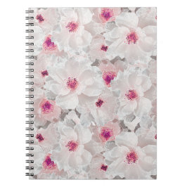 Cuaderno Floral blanca y rosa delgada
