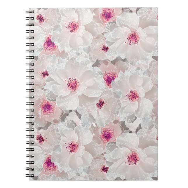 Cuaderno Floral blanca y rosa delgada (Frente)