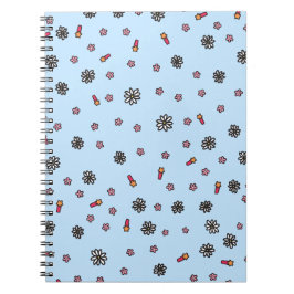 Cuaderno Floral blanca y rosa suave con estrellas en azul