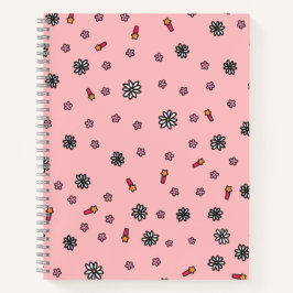 Cuaderno Floral blanca y rosa suave con estrellas en el cor