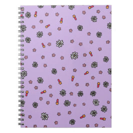 Cuaderno Floral blanca y rosa suave con estrellas moradas
