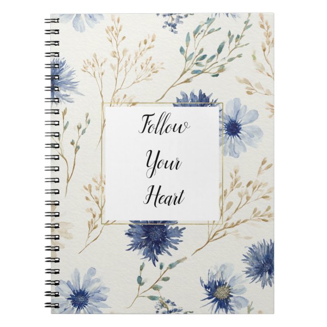 Cuaderno Floral Blanco Azul   (Frente)