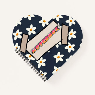 Cuaderno Floral Blanco Bonito Azul Marino y Naranj