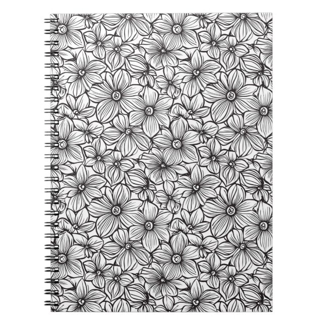 Cuaderno Floral Blanco Negro (Frente)