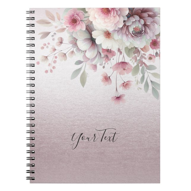 Cuaderno floral blanco rosado moderno (Frente)