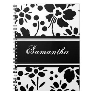 Cuaderno floral blanco y negro conocido de encargo