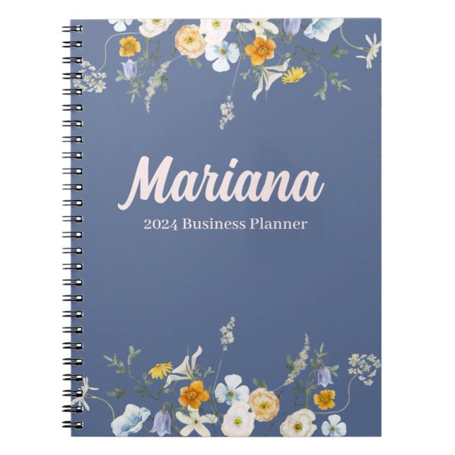 Cuaderno floral blue nova 2024 business planner personal (Frente)