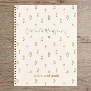Cuaderno Floral Bohemio Salvaje Beige Nombre Texto