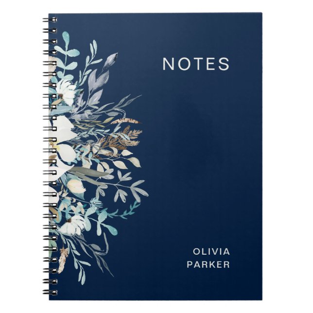 Cuaderno Floral Botánica Azul Medianoche (Frente)