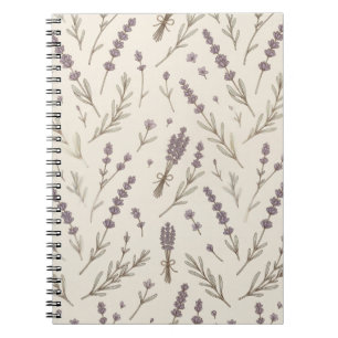 Cuaderno floral botánico de lavanda vintage
