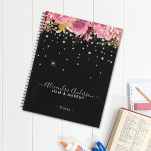 Cuaderno Floral Botánico Moderno de Diamantes Brillantes Ro