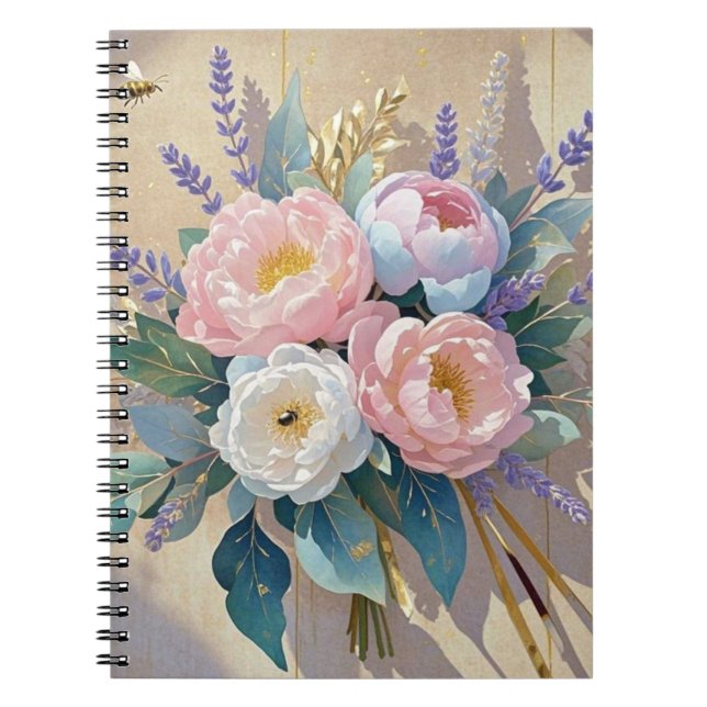 Cuaderno Floral Bouquet peonies lavender (Frente)