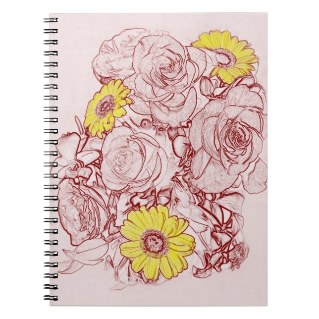 Cuaderno Floral Bouquet Yellow Daisies Borgoña Edgeo (Frente)