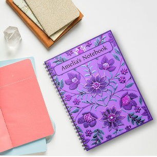 Cuaderno Floral Brocade de lavanda elegante