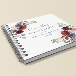 Cuaderno Floral Burgundy Watercolor Fall Wedding Guest Book