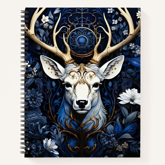 Cuaderno Floral Celestial Gótico Ciervo de Medianoche  (Anverso)