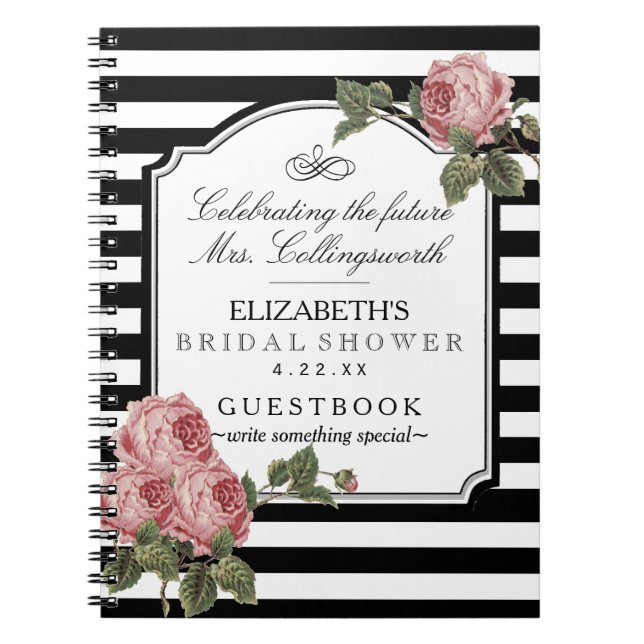 Cuaderno Floral con Guestbook nupcial femenino de la ducha (Frente)