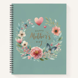Cuaderno Floral con mariposa feliz día de la madre