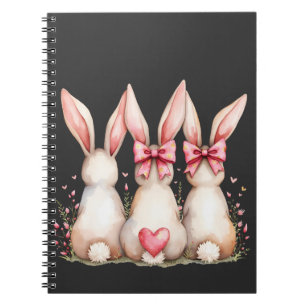 Cuaderno Floral Cottontail Bunny Coquette Bow Rabbit Easter