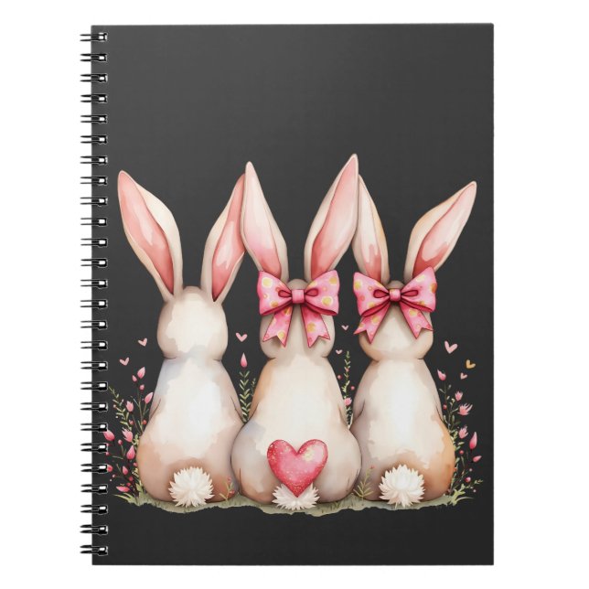 Cuaderno Floral Cottontail Bunny Coquette Bow Rabbit Easter (Frente)