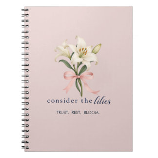 Cuaderno Floral Cristiano Rosa Considera los Lirio