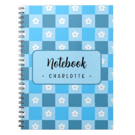 Cuaderno Floral Cuadriculado Azul