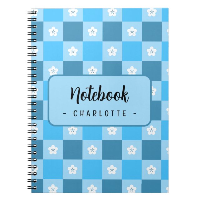 Cuaderno Floral Cuadriculado Azul (Frente)