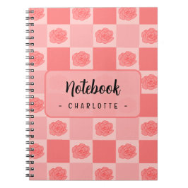 Cuaderno Floral Cuadros Rosados