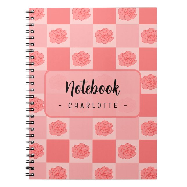 Cuaderno Floral Cuadros Rosados (Frente)