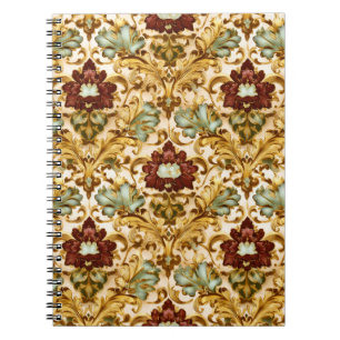 Cuaderno Floral Damask Victoriano Dorado con Salvia