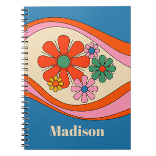 Cuaderno Floral Daydream Retro 60s 70s Flores coloridas