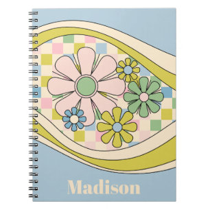Cuaderno Floral Daydream Retro 60s Patrón Pastel Checkered