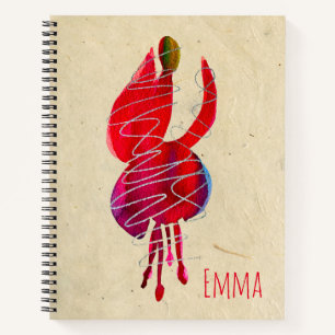 Cuaderno Floral de acuarela abstracta de fucsia