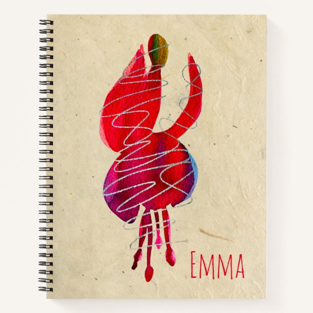 Cuaderno Floral de acuarela abstracta de fucsia (Anverso)